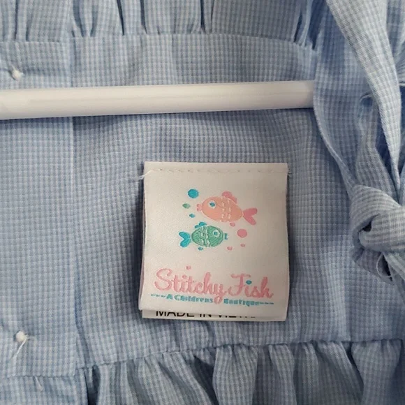 Stitchy Fish Girls Smocked Patriotic American Flag Whales Embroidered Dress Sz3T - Picture 8 of 11